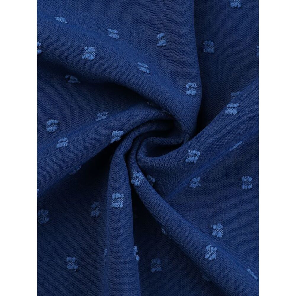 Plus Size Blouses Notched Neck Ruffle Sleeve Basic Top Dark Blue - Picture 5 of 6